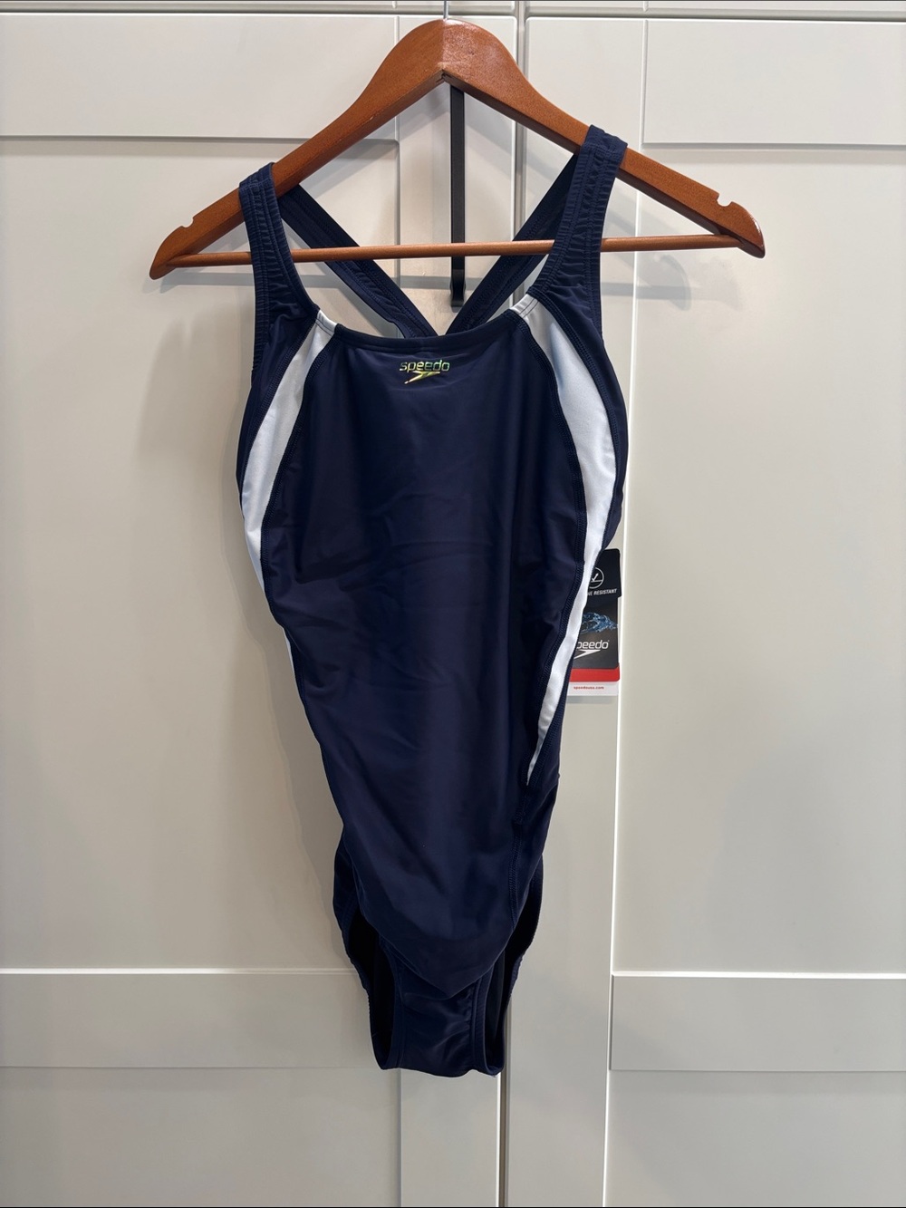 Speedo Navy and White Racerback Training One-Piece